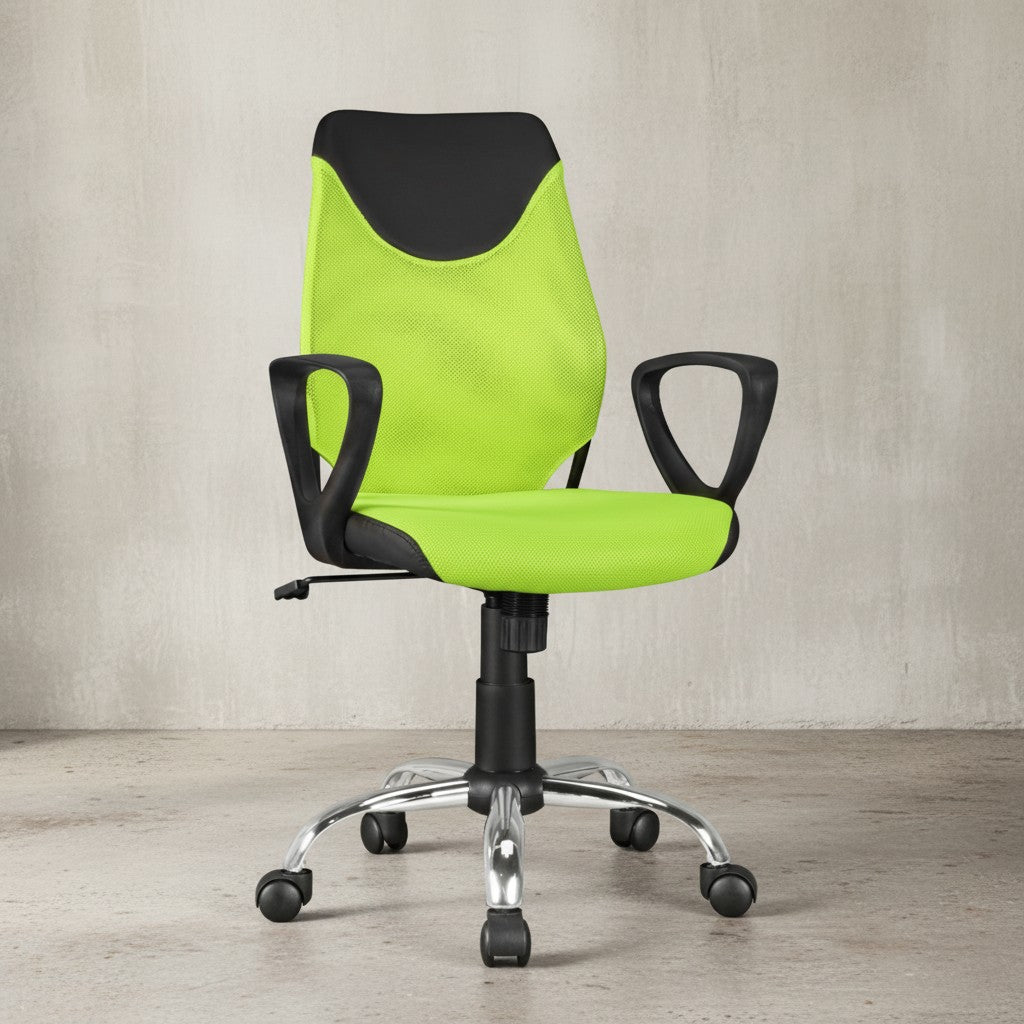 Jugenddrehstuhl DAVOS Nylon_ ergonomisch_ höhenverstellbar_ in Limette/Schwarz_ Blau/Schwarz_ Pink/Schwarz - KADIMA DESIGN_Farbe_ Grün_ Größe_ 60x60x101 cm_