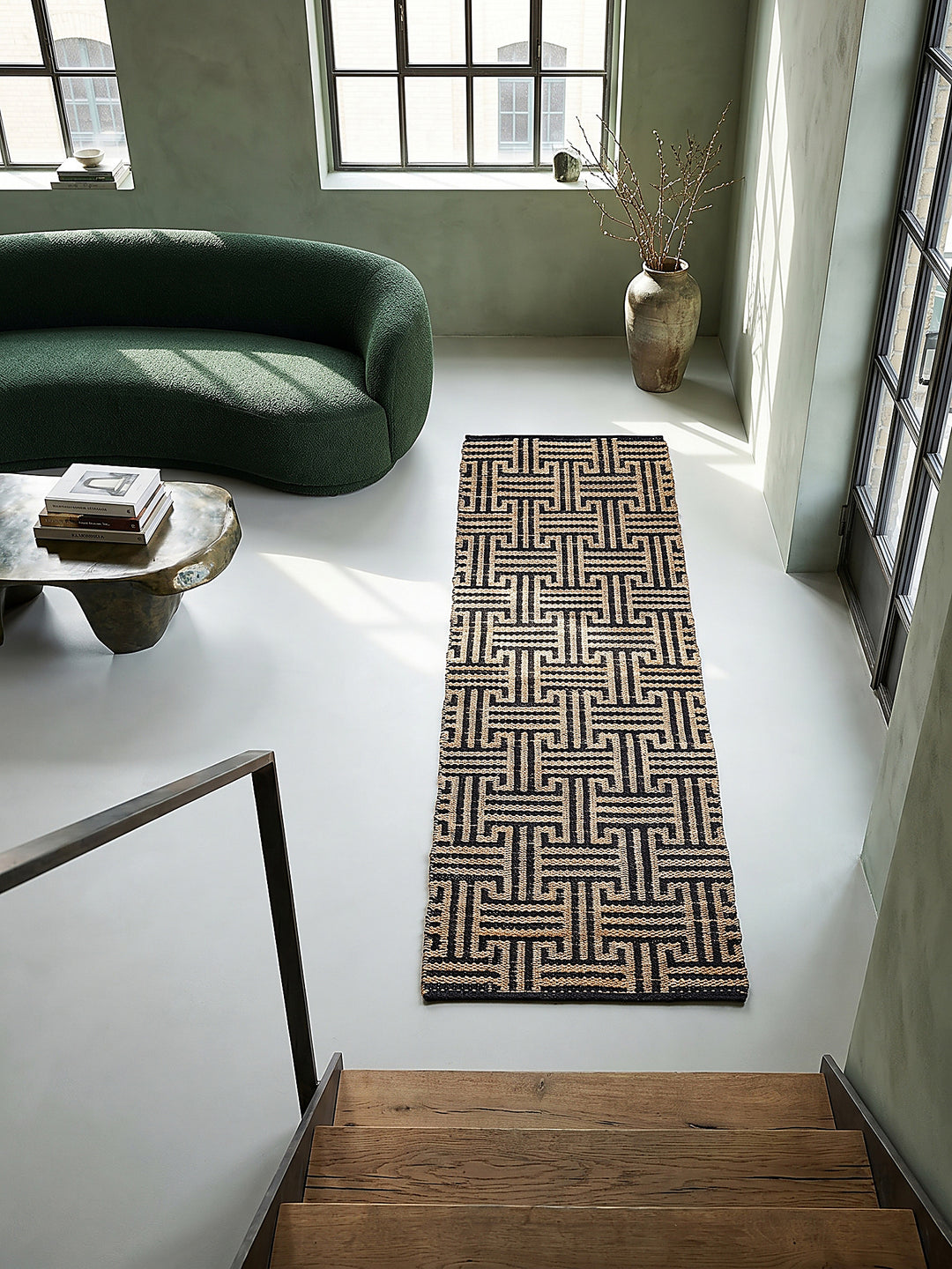 Teppich Natur-Schwarz Läufer Musteransicht von oben Designkollektion_