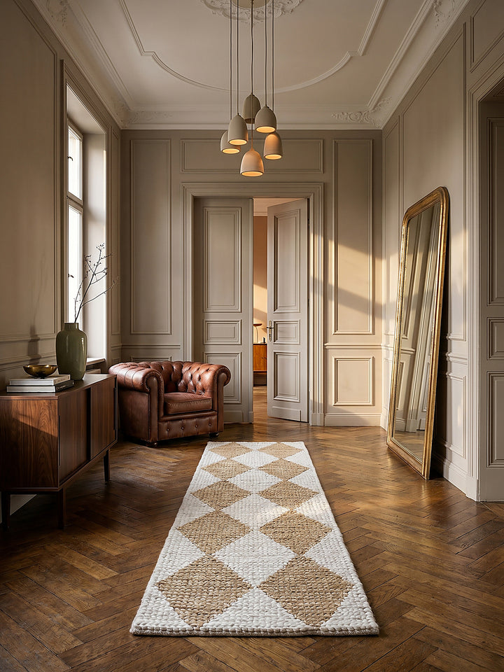Teppich Beige Läufer im modernen Wohnzimmer Einrichtungsidee_