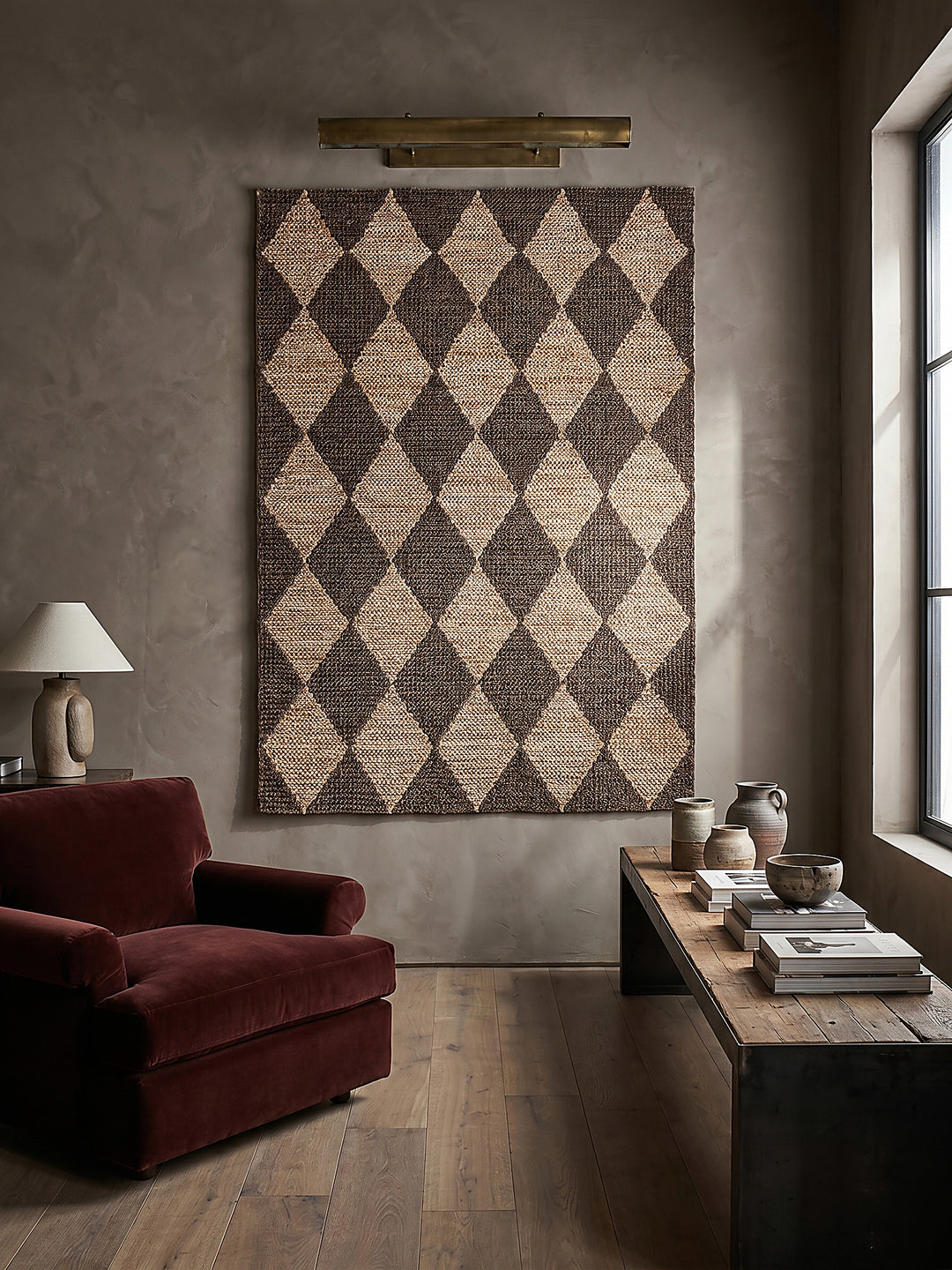 Teppich Braun rechteckig als Wandteppich Wanddekoration Textilkunst Interior Design_