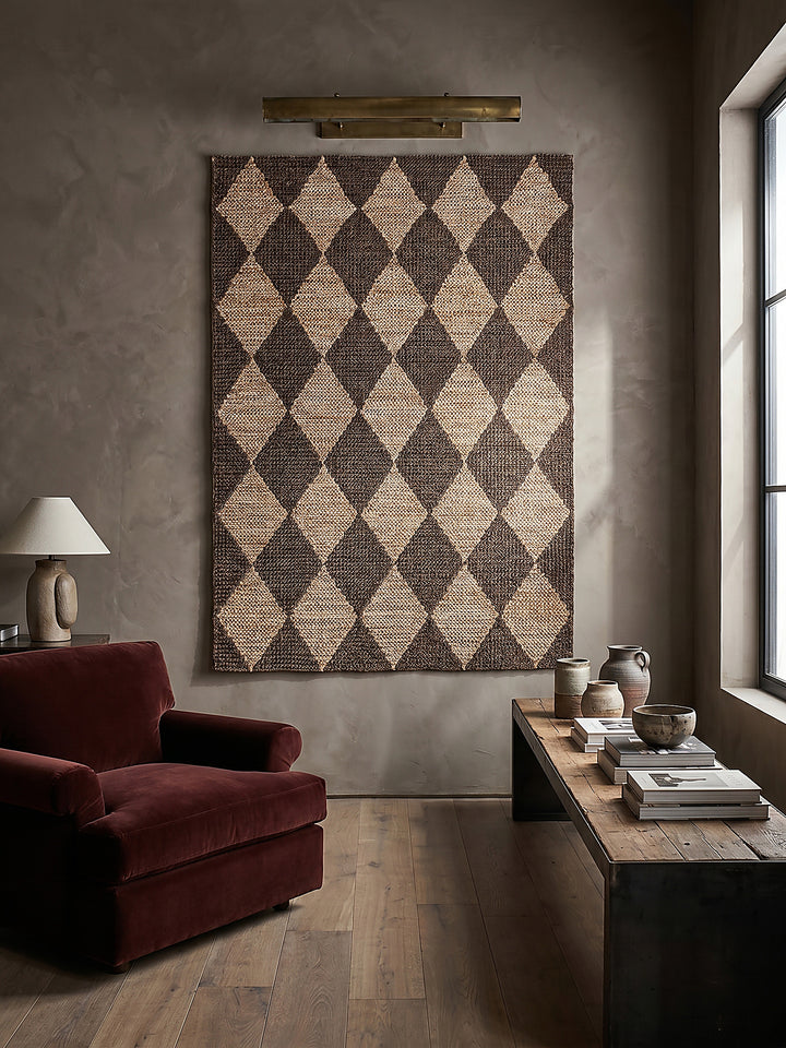 Teppich Braun rechteckig als Wandteppich Wanddekoration Textilkunst Interior Design_