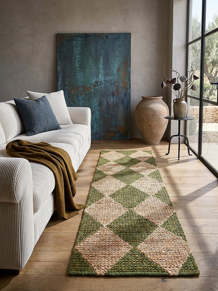 Teppich Olivegrün Läufer Musteransicht von oben Designkollektion_