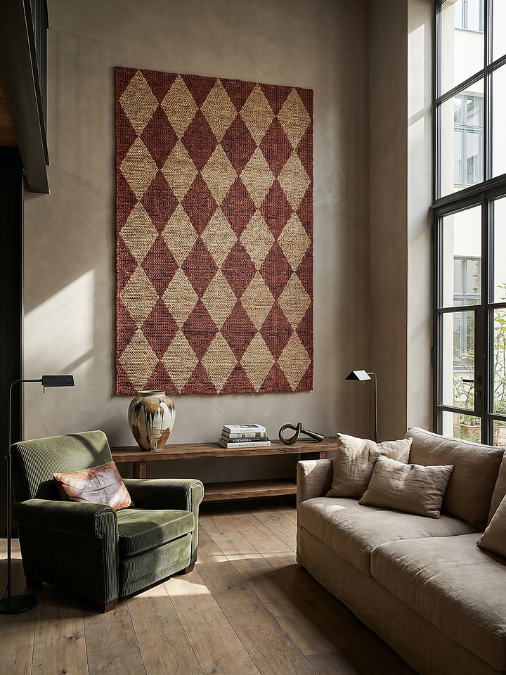 Teppich Terrakotta rechteckig als Wandteppich Wanddekoration Textilkunst Interior Design_