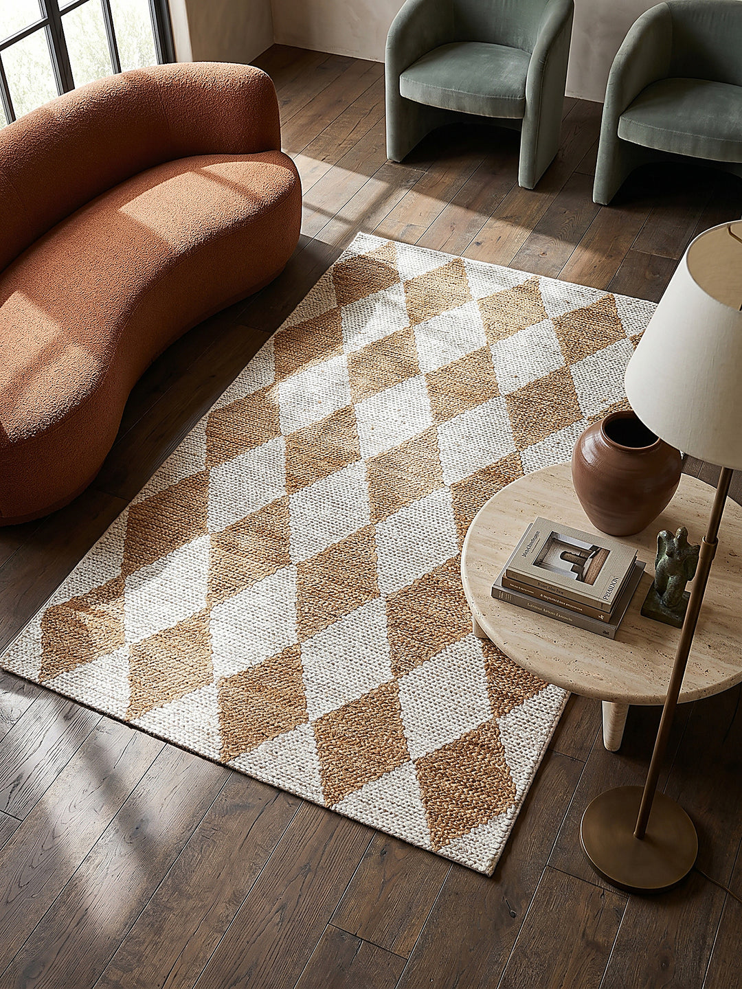 Teppich Beige rechteckig Musteransicht von oben Designkollektion_