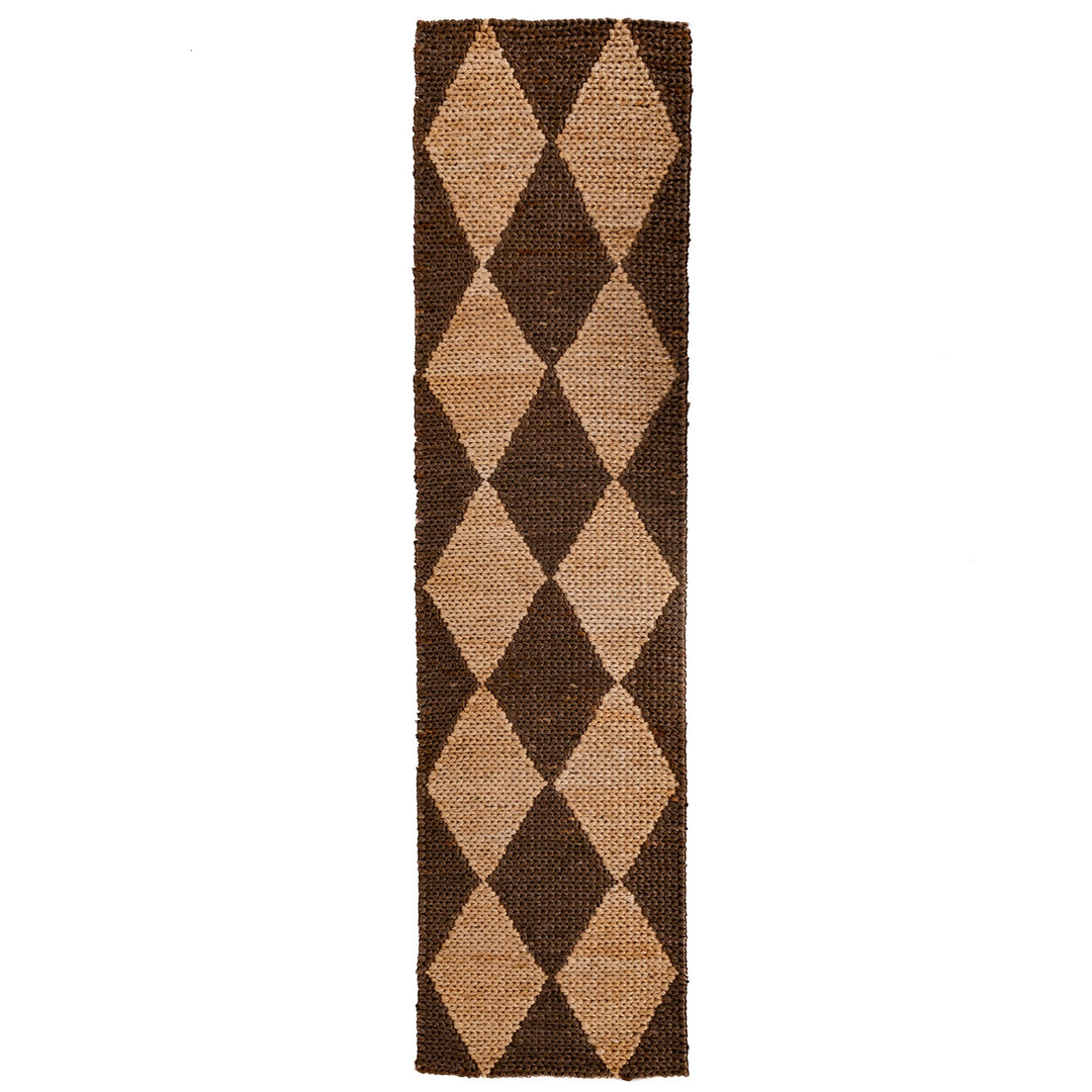 Teppich Jute Flachgewebe Rauten Muster - Wohnzimmer_Läufer_