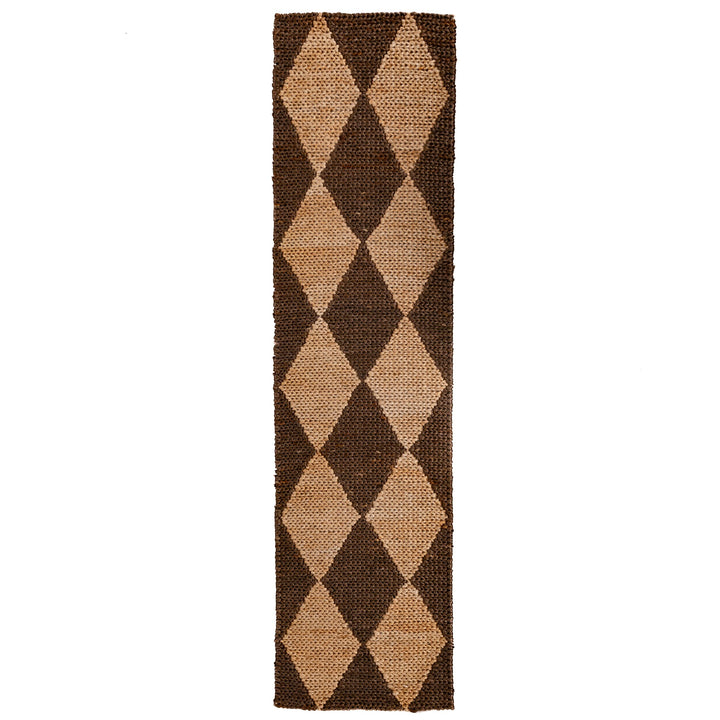 Teppich Jute Flachgewebe Rauten Muster - Wohnzimmer_Läufer_
