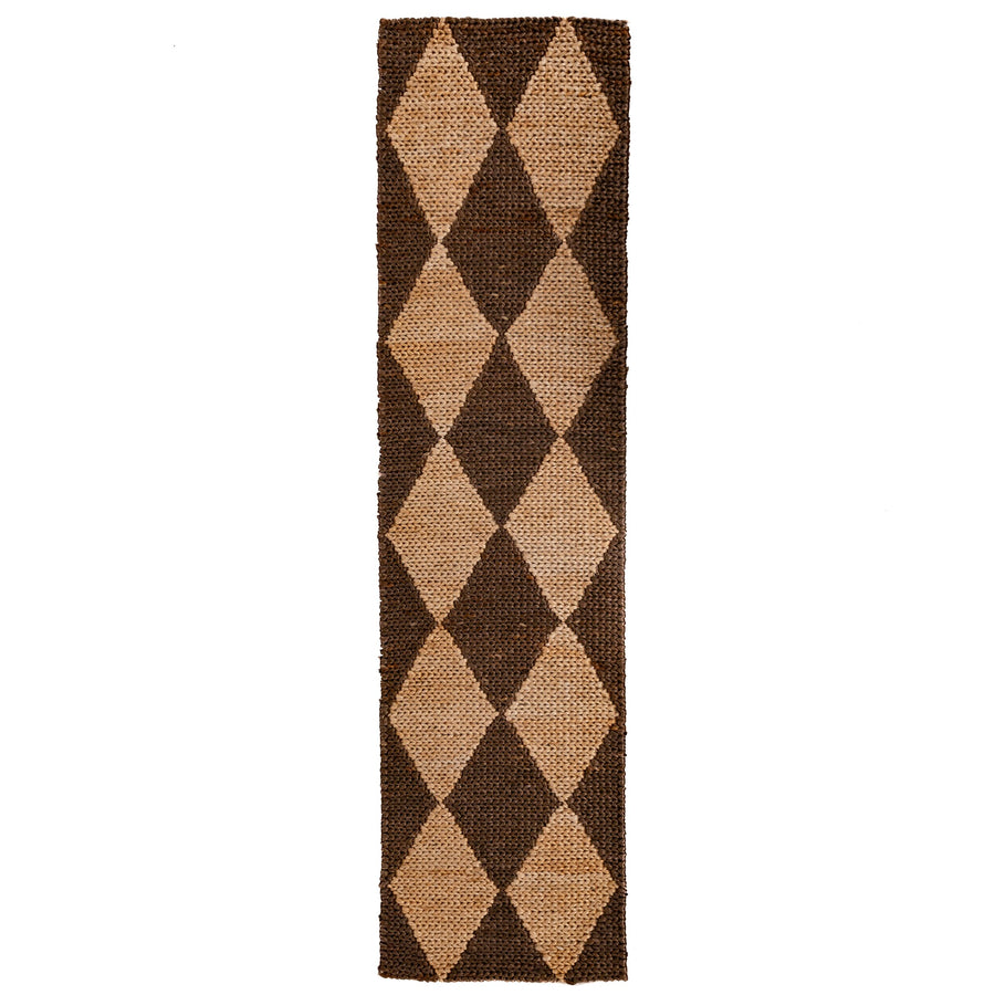 Teppich Jute Flachgewebe Rauten Muster - Wohnzimmer_Läufer_