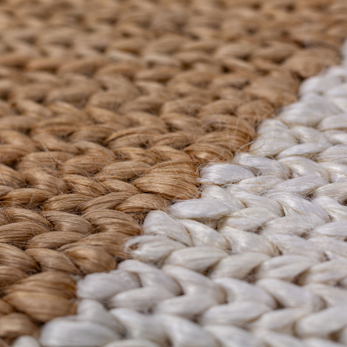 Teppich Jute Flachgewebe Rauten Muster - Wohnzimmer Beige Läufer