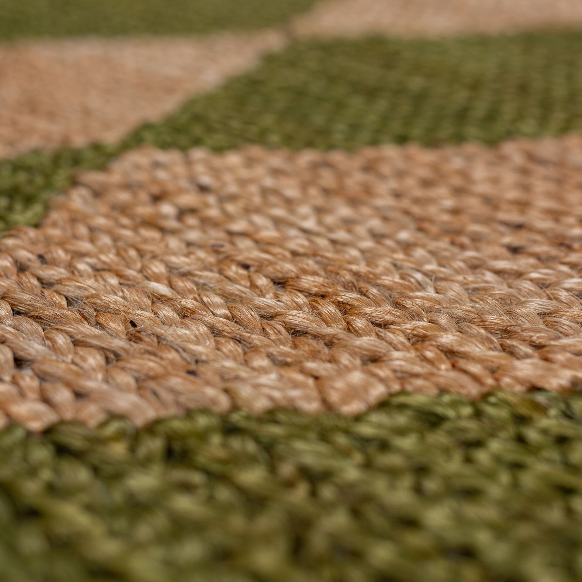 Teppich Jute Flachgewebe Rauten Muster - Wohnzimmer_Olivegrün_Läufer_