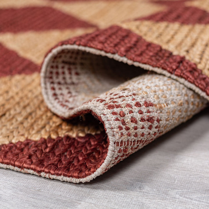 Teppich Jute Flachgewebe Rauten Muster - Wohnzimmer_Läufer_