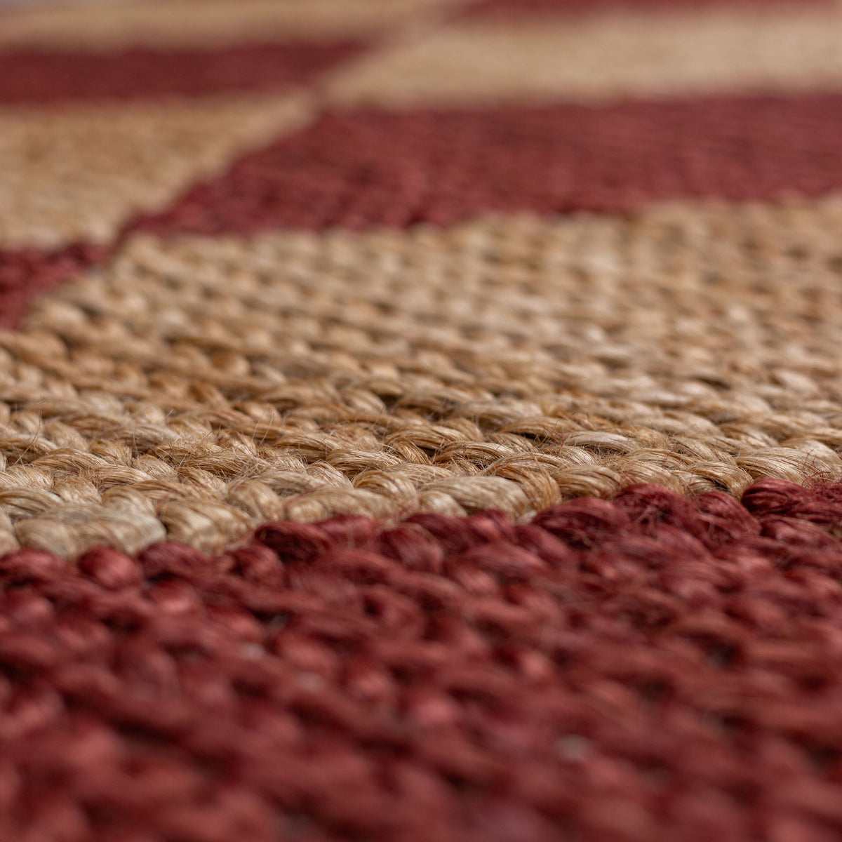 Teppich Jute Flachgewebe Rauten Muster - Wohnzimmer_Terrakotta_Läufer_