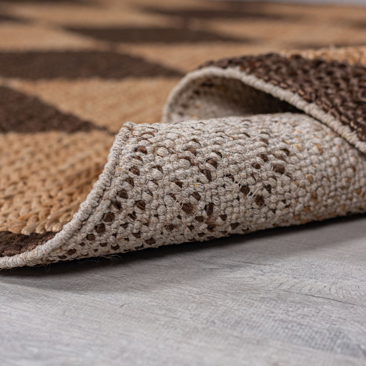 Teppich Jute Flachgewebe Rauten Muster - Wohnzimmer_Läufer_