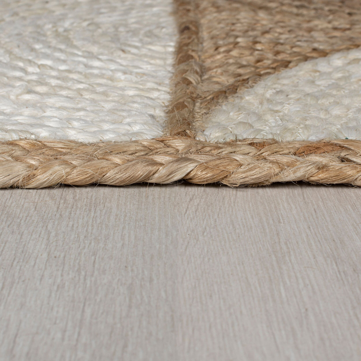 Jute Teppich Flachgewebe handgewebt geometrisch  - Naturfaser strapazierfähig Rechteckig