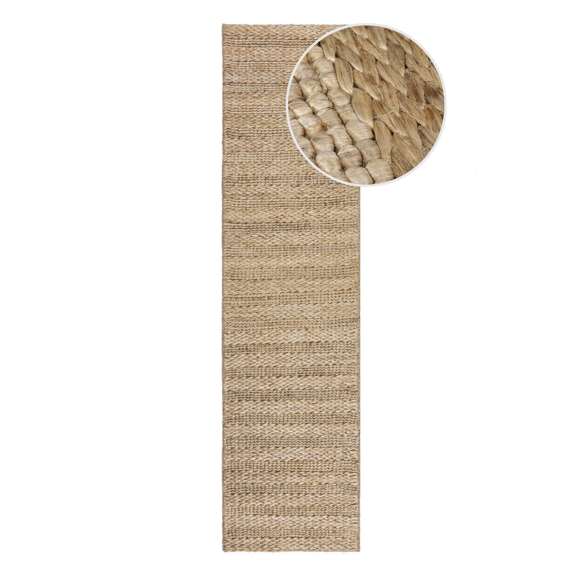Jute Teppich handgeflochten Natur Kurzflor strapazierfähig Läufer