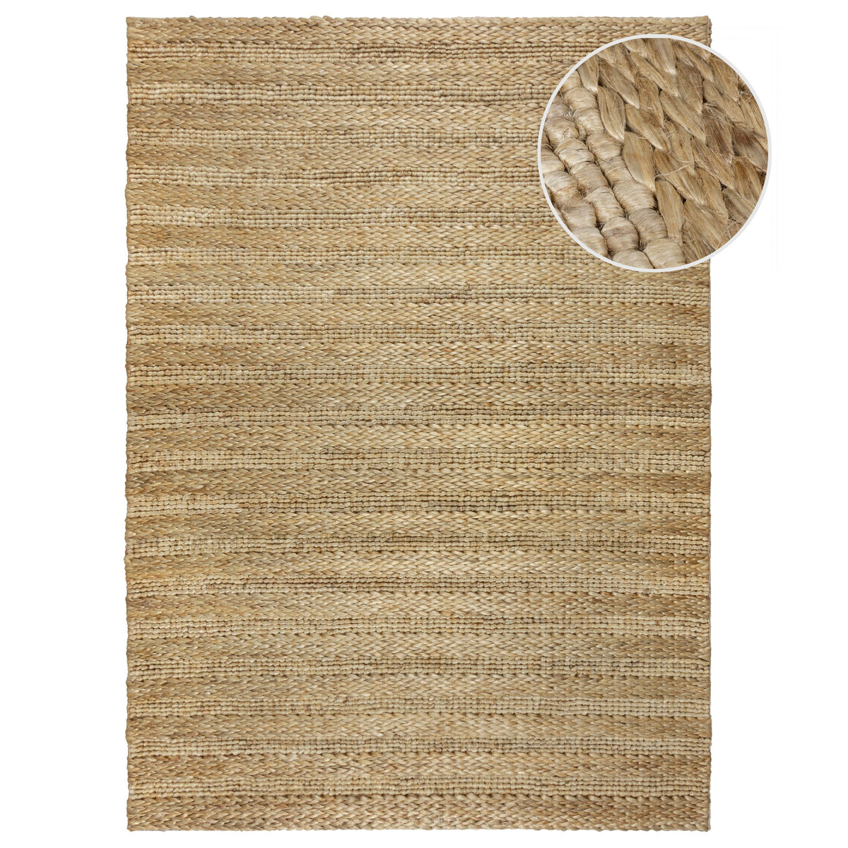 Jute Teppich handgeflochten Natur Kurzflor strapazierfähig Rechteckig