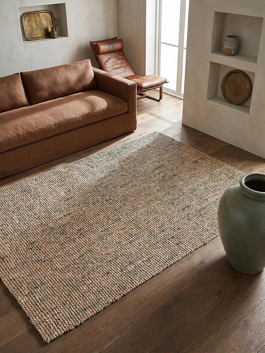 Teppich Natur-Grün rechteckig Musteransicht von oben Designkollektion_