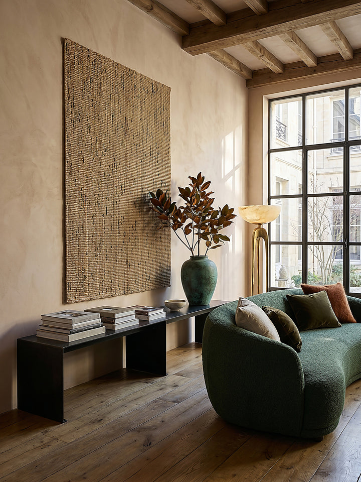 Teppich Natur-Grün rechteckig als Wandteppich Wanddekoration Textilkunst Interior Design_