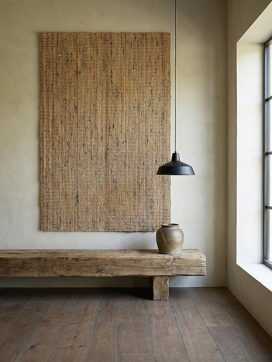 Teppich Natur-Multicolor rechteckig als Wandteppich Wanddekoration Textilkunst Interior Design_