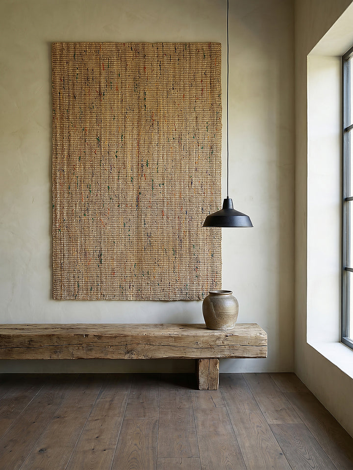 Teppich Natur-Multicolor rechteckig als Wandteppich Wanddekoration Textilkunst Interior Design_