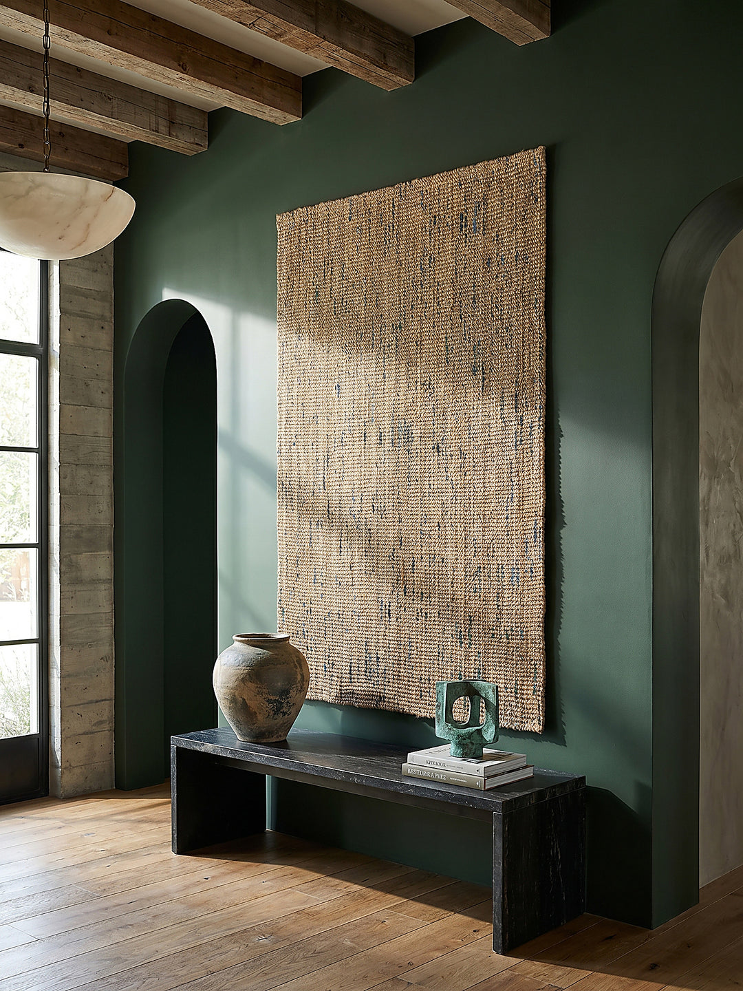 Teppich Natur-Blau rechteckig als Wandteppich Wanddekoration Textilkunst Interior Design_