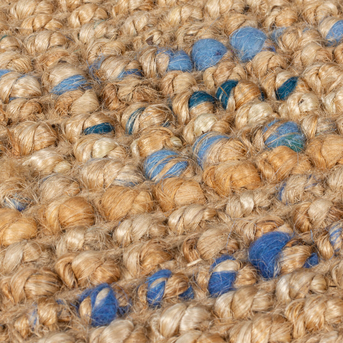Juteteppich Jute Naturbelassen - Wohnzimmer Natur-Blau Läufer