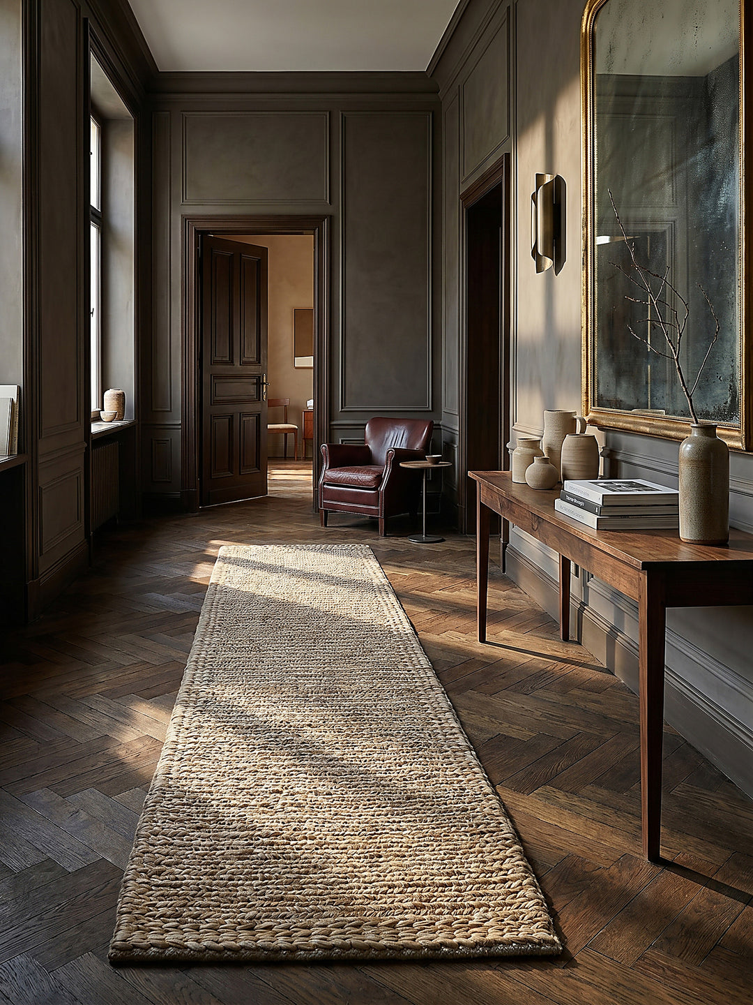 Teppich Natur Läufer im modernen Wohnzimmer Einrichtungsidee_