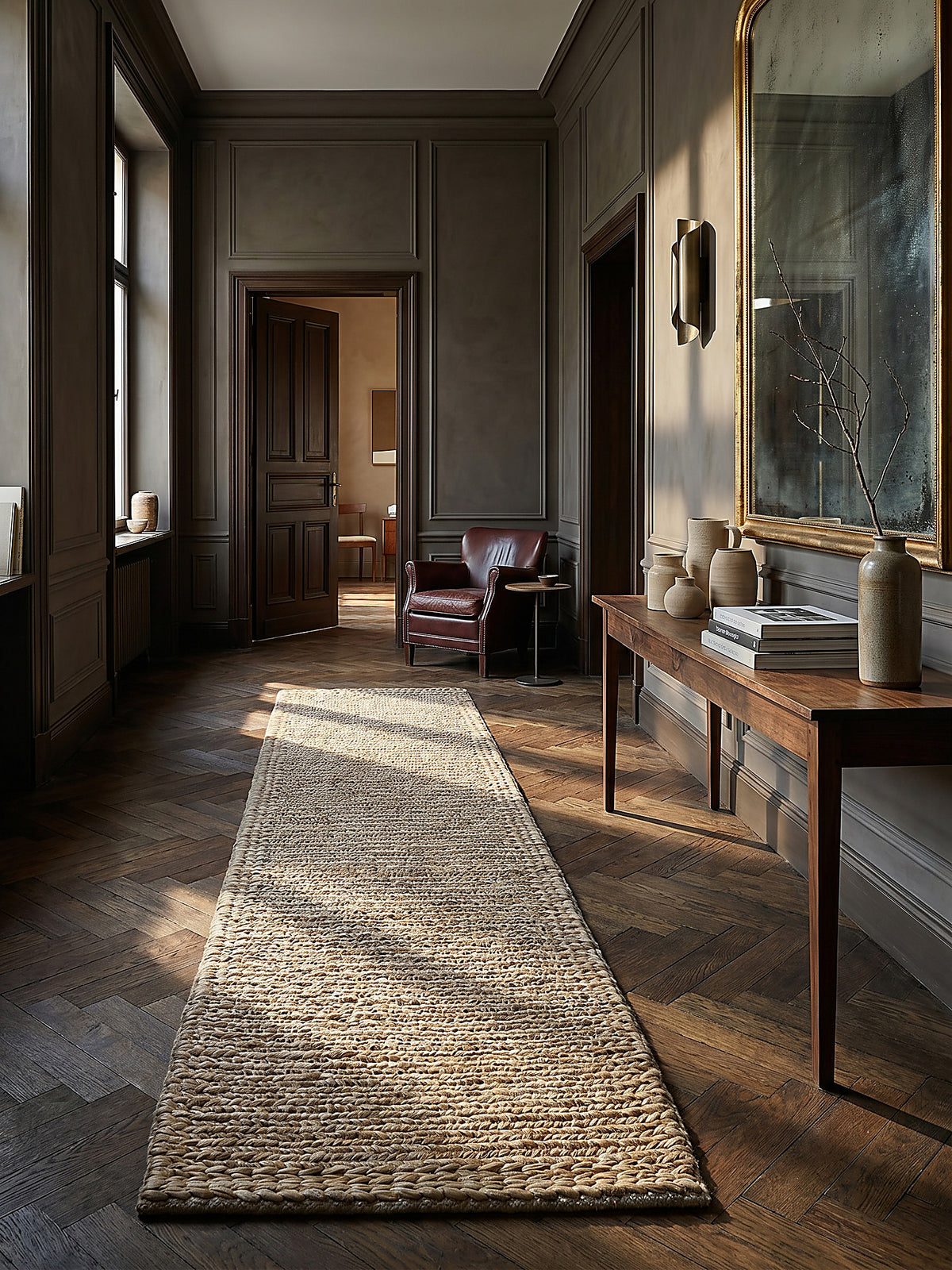 Teppich Natur Läufer im modernen Wohnzimmer Einrichtungsidee