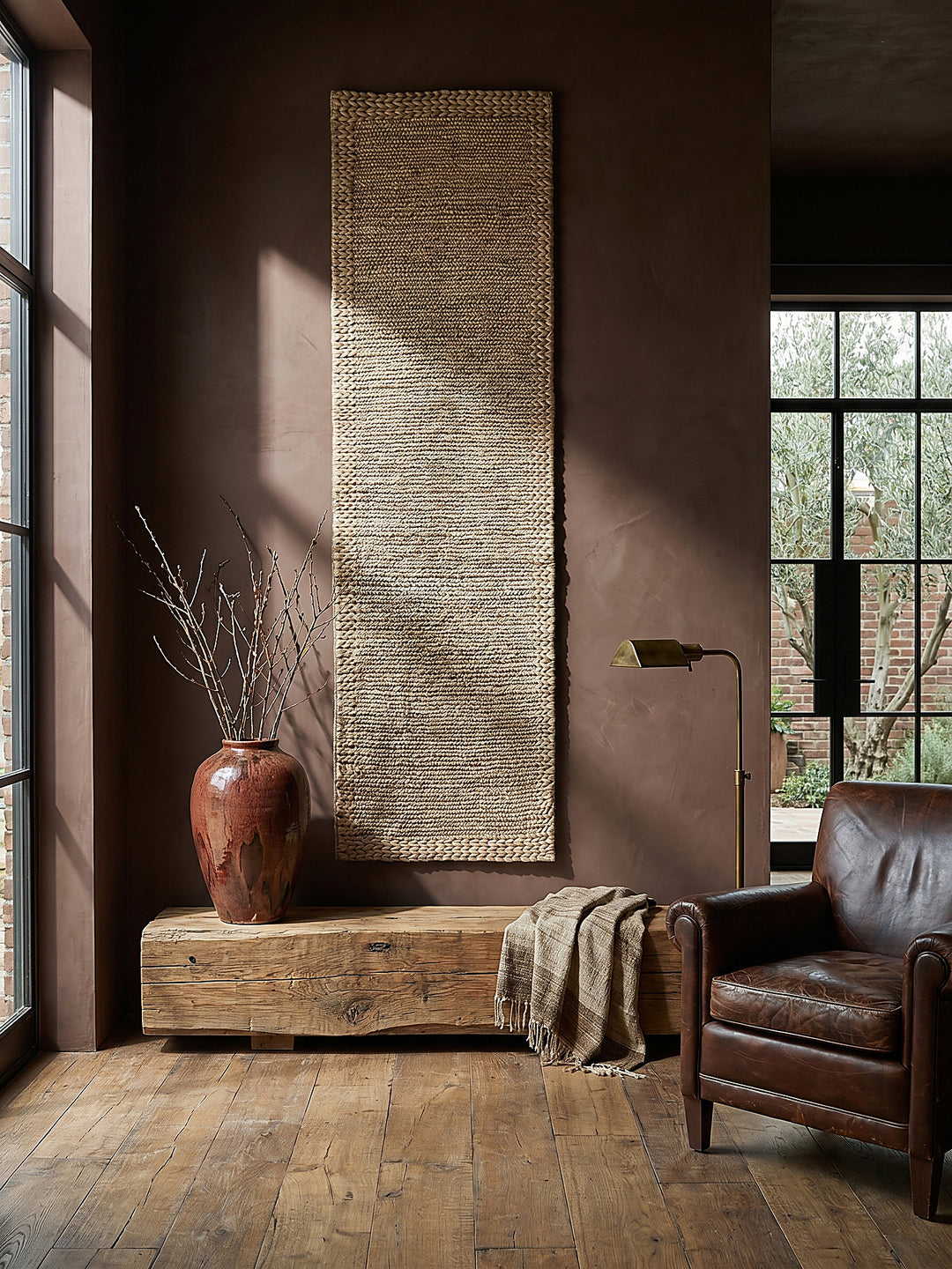 Teppich Natur Läufer als Wandteppich Wanddekoration Textilkunst Interior Design_