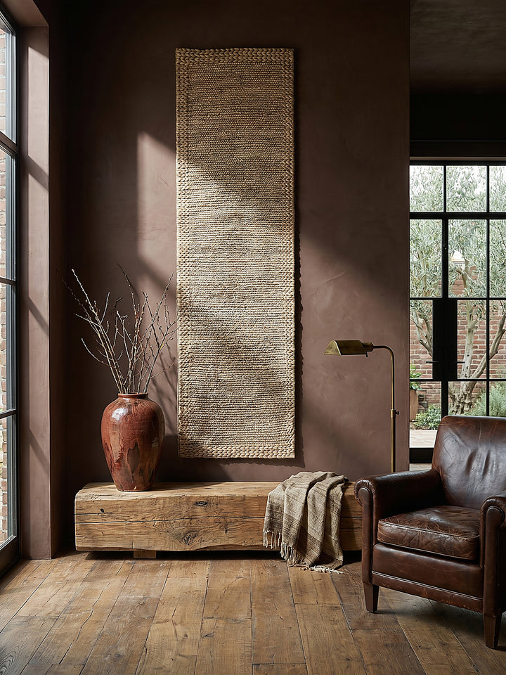 Teppich Natur Läufer als Wandteppich Wanddekoration Textilkunst Interior Design_