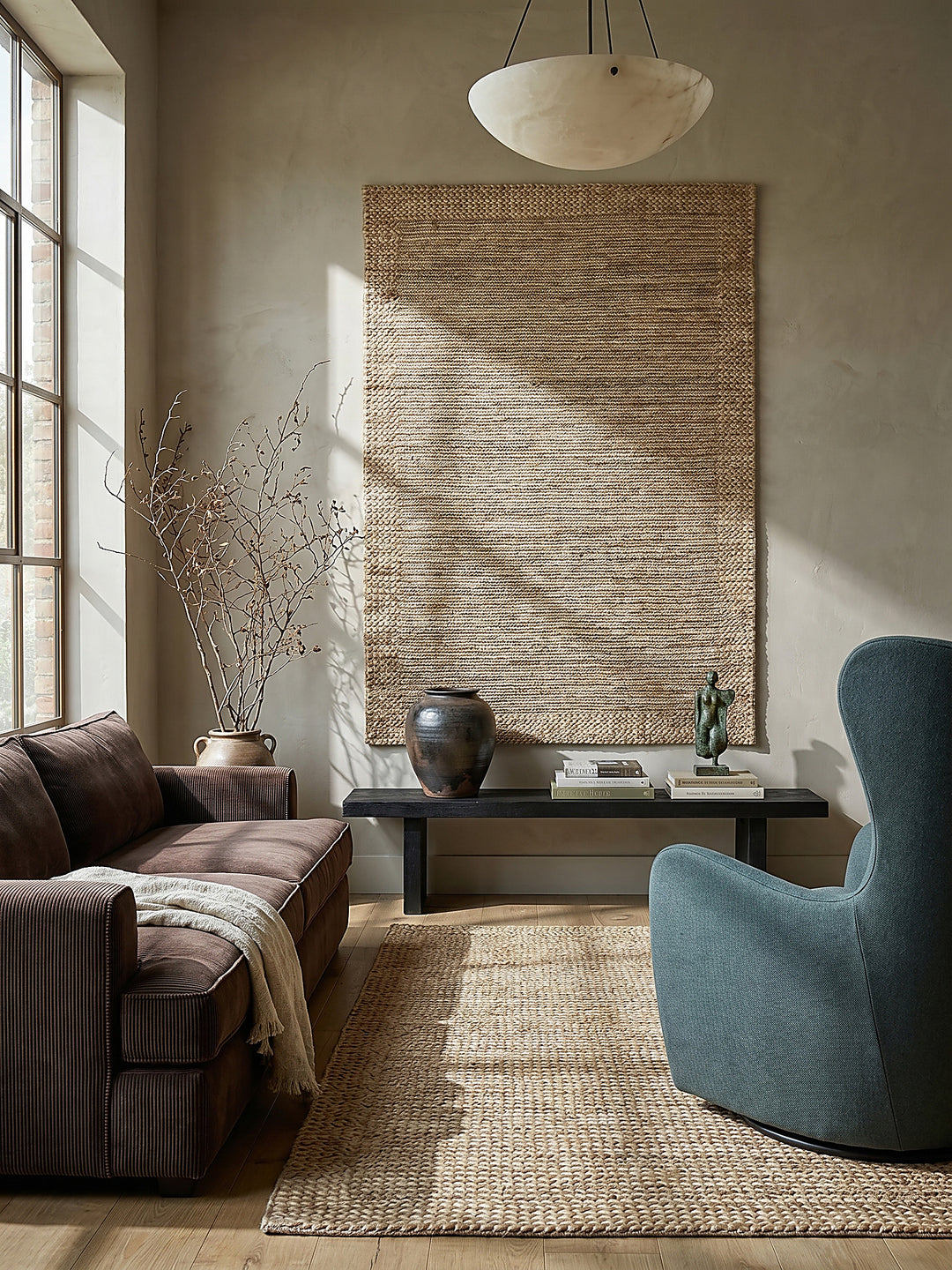 Teppich Natur rechteckig als Wandteppich Wanddekoration Textilkunst Interior Design_