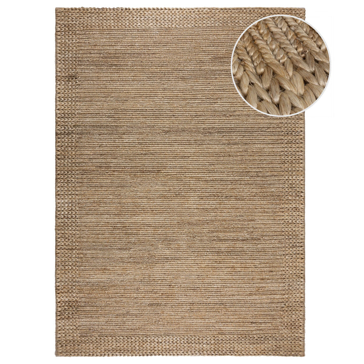 Juteteppich Natur Flechtoptik 8mm Florhöhe handgeflochten strapazierfähig_Rechteckig_
