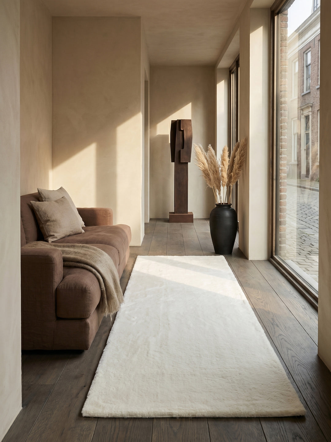 Teppich Creme Läufer im modernen Wohnzimmer_