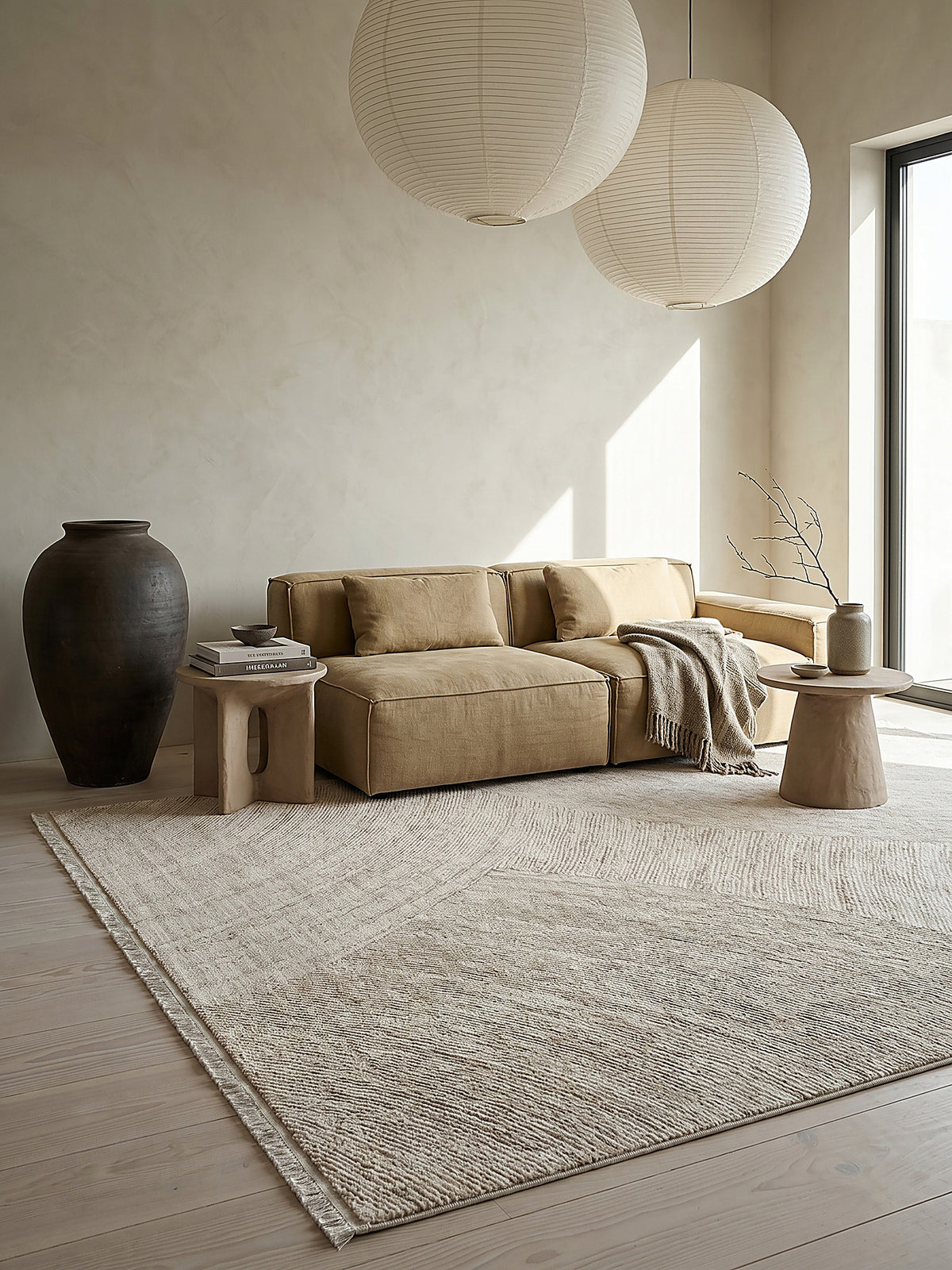 Teppich Beige als Wandteppich_