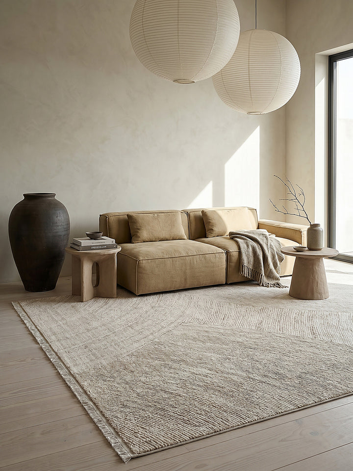 Teppich Beige als Wandteppich_