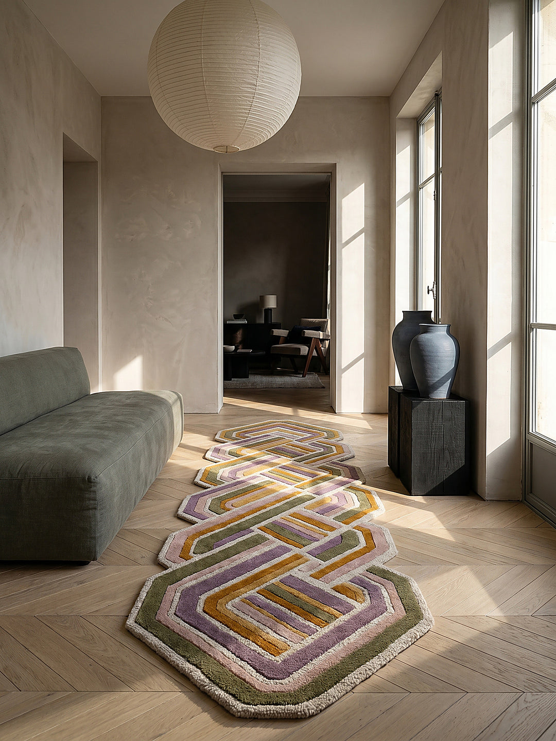 Teppich Flieder Läufer im modernen Wohnzimmer_