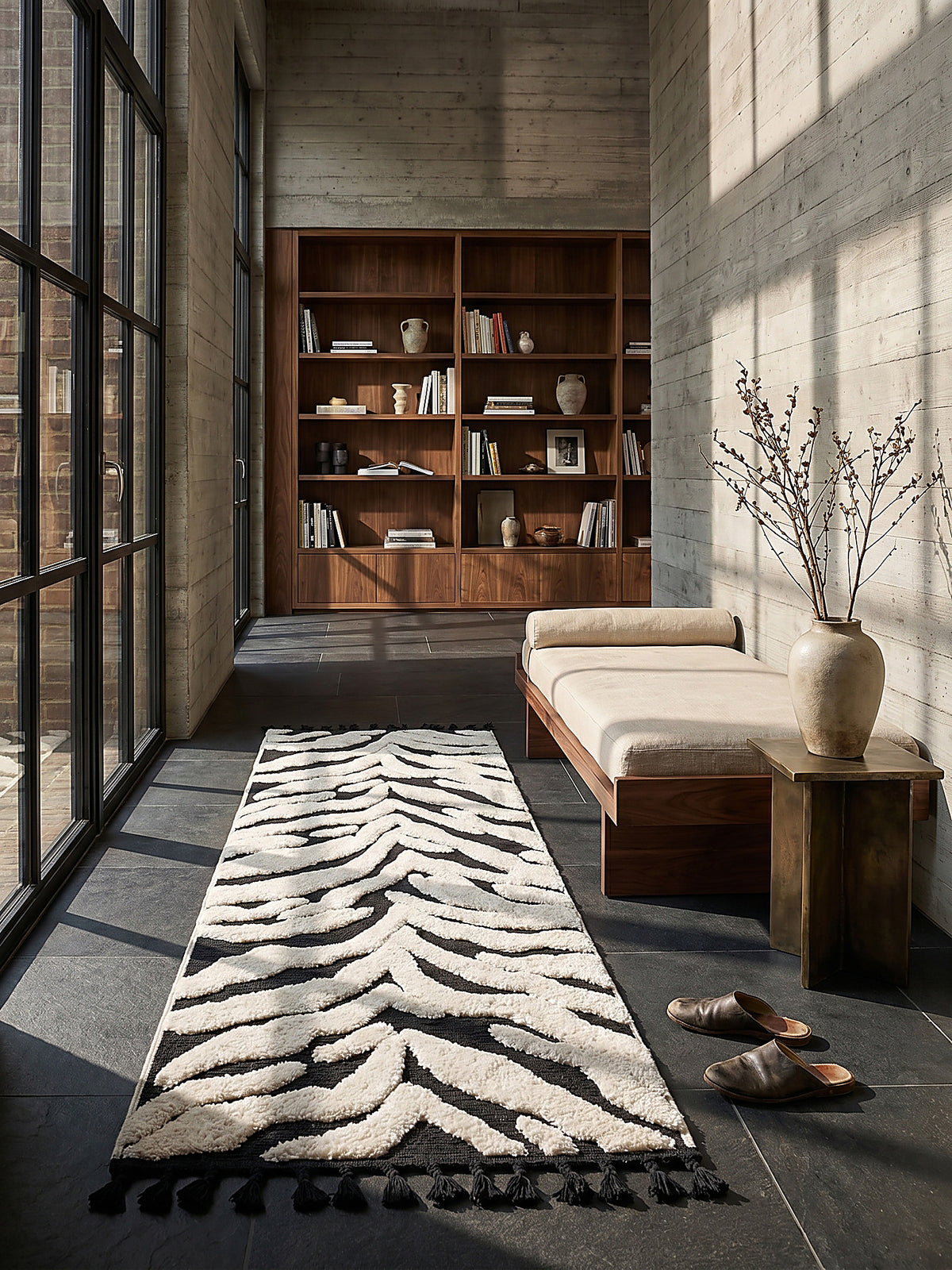 Teppich Monochrome Läufer im modernen Wohnzimmer_