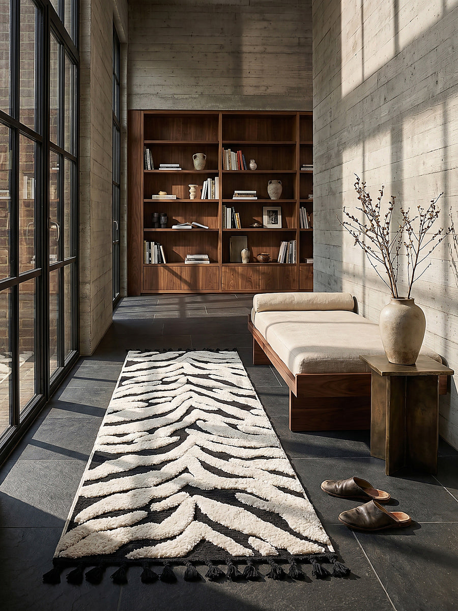 Teppich Monochrome Läufer im modernen Wohnzimmer_