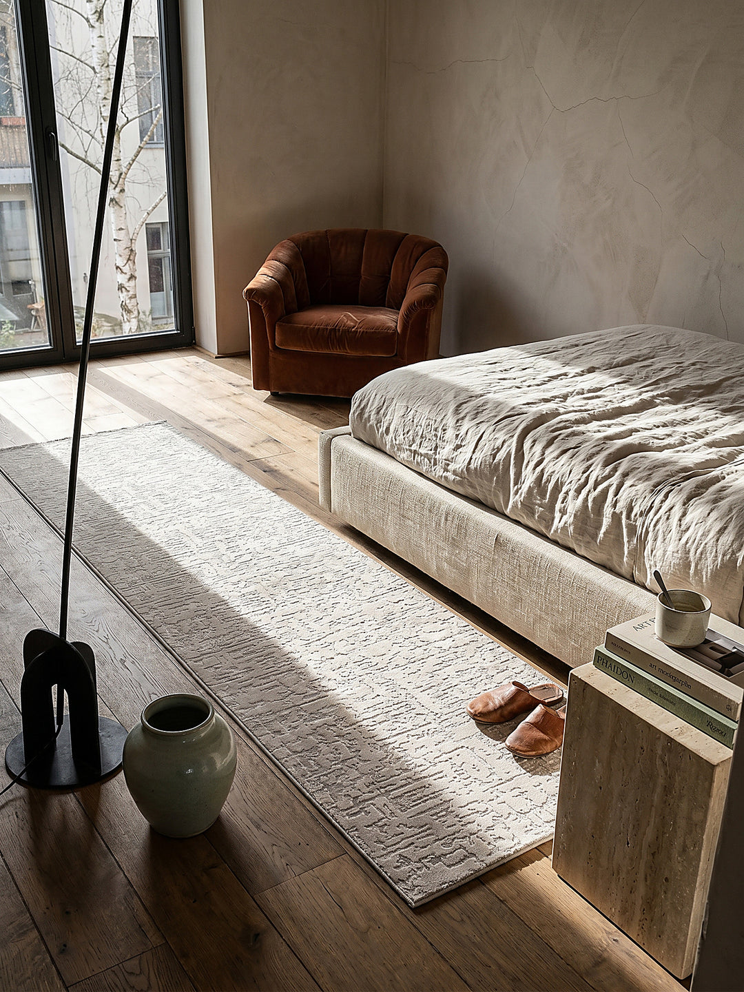 Teppich Beige Läufer gemütliche Wohnszene_