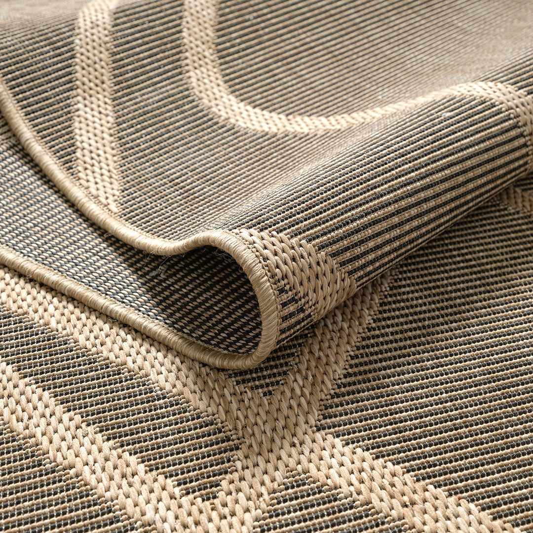 Teppich Flachgewebe Schwarz Berber Geometrisch im reduzierten Wohnstil aus Polypropylen Kollektion BORNO_