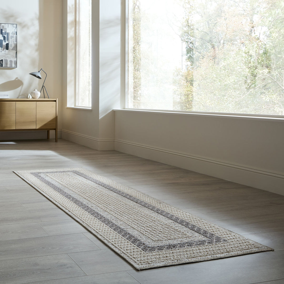 Teppich Grau Läufer Polyester Wohnzimmer Schlafzimmer Flur NORA_