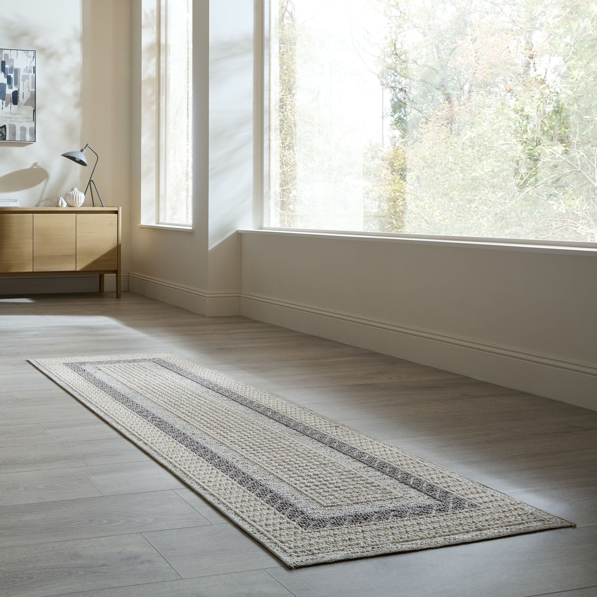 Teppich Grau Läufer Polyester Wohnzimmer Schlafzimmer Flur NORA_