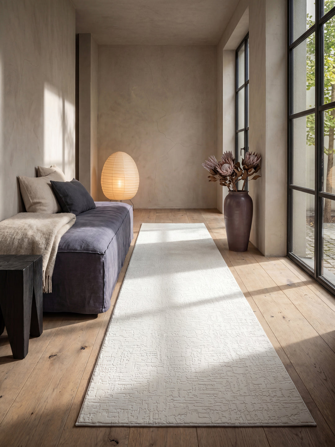 Teppich Creme Läufer im modernen Wohnzimmer_