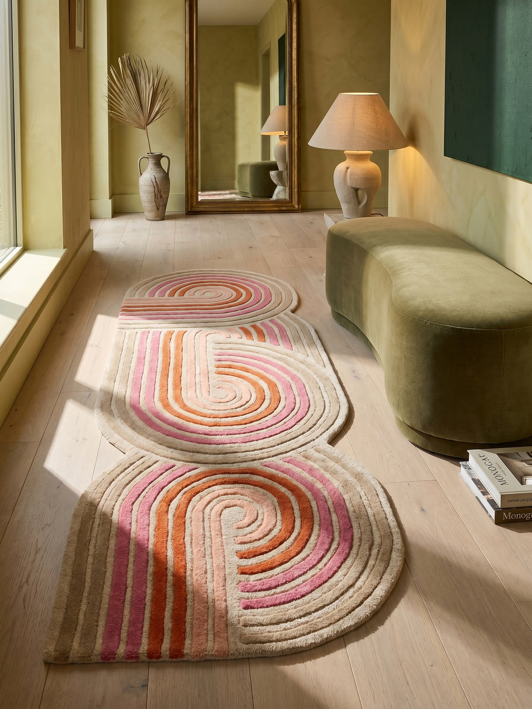 Teppich Rosa Läufer im modernen Wohnzimmer_