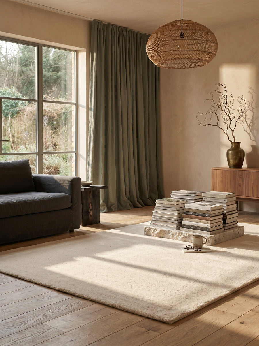 Teppich Beige rechteckig im modernen Wohnzimmer_