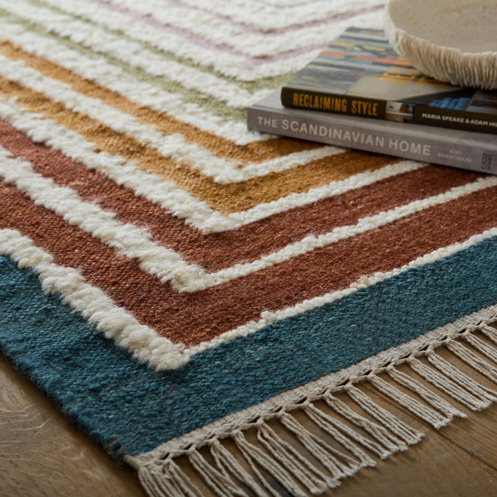 Teppich Multi rechteckig MIXED FIBRES Wohnzimmer Schlafzimmer Flur FROND_