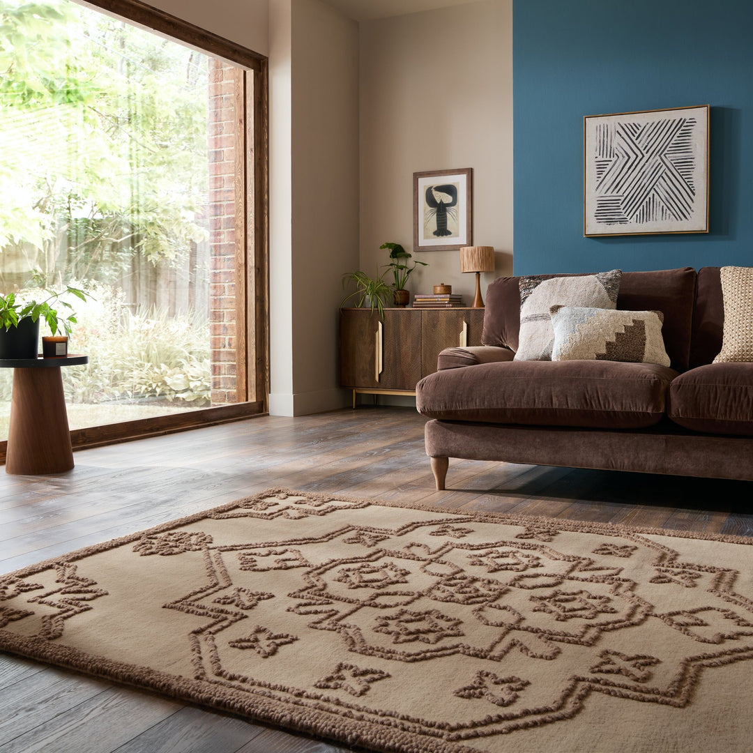 Teppich Natur rechteckig Polyester Wohnzimmer Schlafzimmer Flur TINGIR_