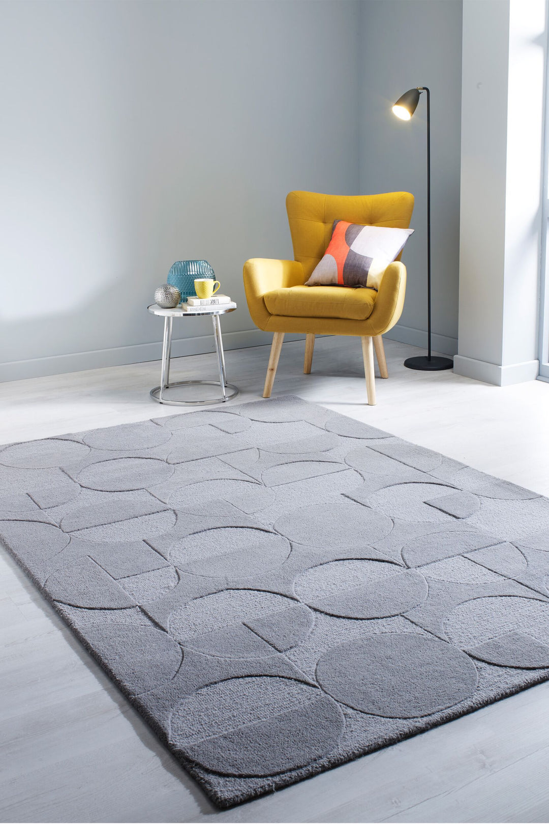Wollteppich Geometrisch handgeschnitzt · 100 % Wolle getuftet · Plastisches Relief · 3200 g/m² Kurzflor