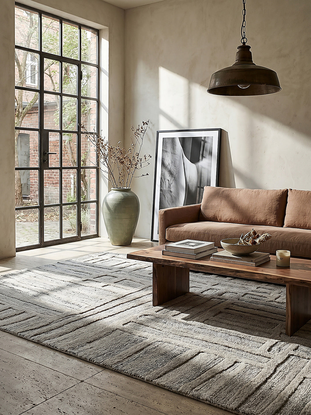Teppich Natur rechteckig im modernen Wohnzimmer_