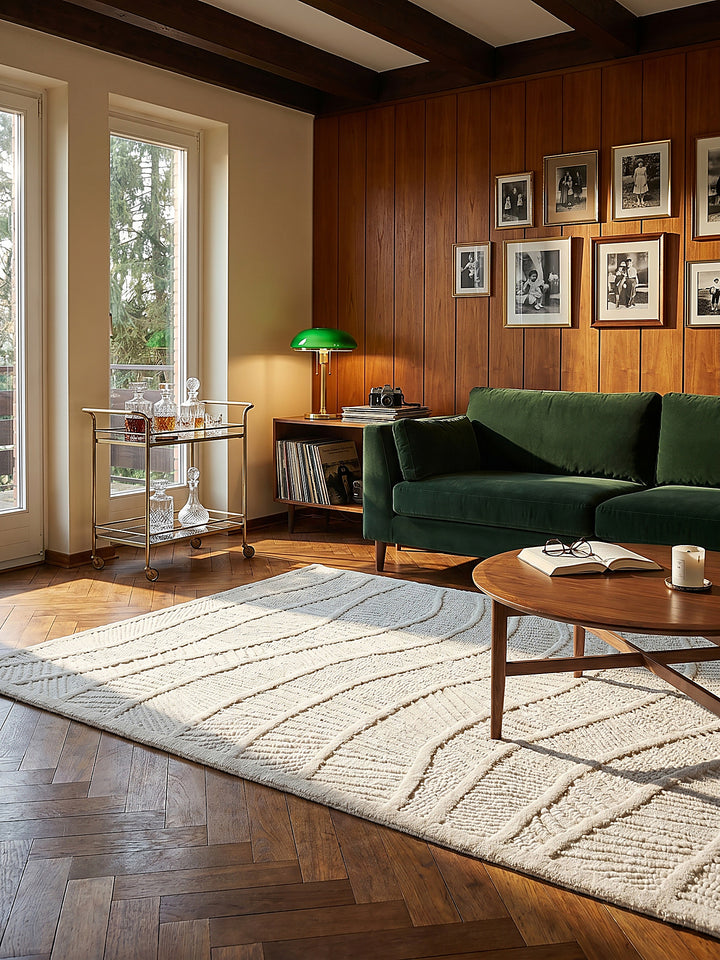 Teppich Weiß rechteckig im modernen Wohnzimmer_