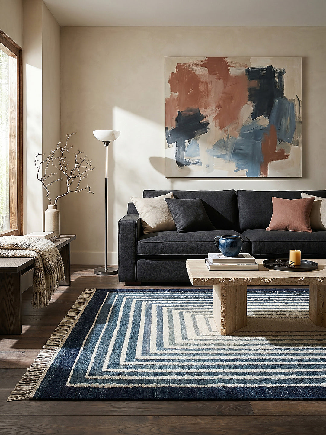 Teppich Blau rechteckig Editorial Styling_